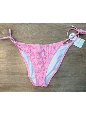 Altar'd State AS Revival Pink Bow String Bikini Bottoms Size Large